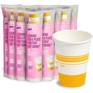 image:imagePerk 12 Oz Paper Hot Cups 500 Count Bulk Disposable Coffee Cups for Hot Beverages WhiteBlue8 Ounces