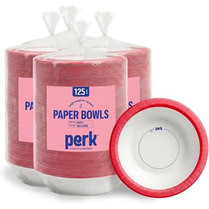 image:imagePerk HeavyWeight Paper Bowls 12 Oz 500 Count Bulk Disposable Bowls for Soups Snacks amp Everyday Meals WhiteOrange500