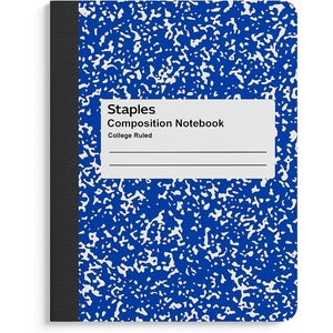image:imageSTAPLES Composition Notebook 975 x 75 College Ruled 100 Sheets Assorted Colors 48CartonBlue