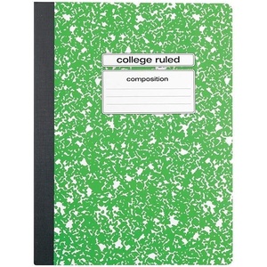 image:imageSTAPLES Composition Notebook 975 x 75 College Ruled 100 Sheets Assorted Colors 48CartonGreen