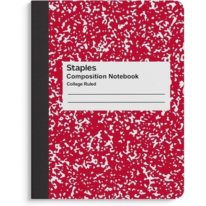 image:imageSTAPLES Composition Notebook 975 x 75 College Ruled 100 Sheets Assorted Colors 48CartonRed