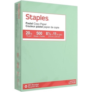 image:imageStaples 30 Recycled 85 x 11 Inch 20 lbs 500Sheets Pack Blue For Office School amp HomeGreen