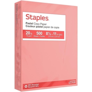 image:imageStaples 30 Recycled 85 x 11 Inch 20 lbs 500Sheets Pack Blue For Office School amp HomeSalmon