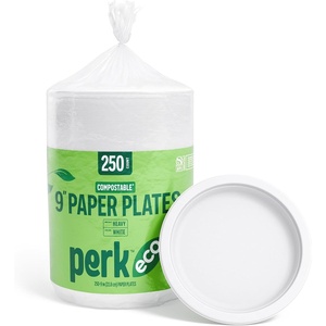 image:imageStaples Perk Eco 9 Inch Paper Plates 250 Count Bulk Disposable Plates for Everyday Meals Parties amp Events