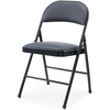 image:imageSTAPLES Folding amp Stacking Chair Faux Leather Black 8Pack