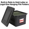 image:imageSTAPLES Hanging File Folder Box Storage Bin Organizer Snap Lid Letter amp Legal Size Documents Frost GrayBlack