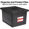 image:imageSTAPLES Hanging File Folder Box Storage Bin Organizer Snap Lid Letter amp Legal Size Documents Frost GrayBlack