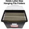 image:imageSTAPLES Hanging File Folder Box Storage Bin Organizer Snap Lid Letter amp Legal Size Documents Frost GrayBlack