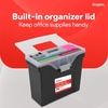 image:imageSTAPLES Hanging File Folder Box Storage Bin Organizer Snap Lid Letter amp Legal Size Documents Frost GrayBlack