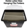 image:imageSTAPLES Hanging File Folder Box Storage Bin Organizer Snap Lid Letter amp Legal Size Documents Frost GrayBlack