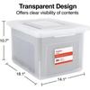 image:imageSTAPLES Hanging File Folder Box Storage Bin Organizer Snap Lid Letter amp Legal Size Documents Frost GrayClear