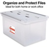 image:imageSTAPLES Hanging File Folder Box Storage Bin Organizer Snap Lid Letter amp Legal Size Documents Frost GrayClear