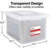 image:imageSTAPLES Hanging File Folder Box Storage Bin Organizer Snap Lid Letter amp Legal Size Documents Frost GrayClear