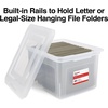 image:imageSTAPLES Hanging File Folder Box Storage Bin Organizer Snap Lid Letter amp Legal Size Documents Frost GrayClear