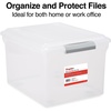image:imageSTAPLES Hanging File Folder Box Storage Bin Organizer Snap Lid Letter amp Legal Size Documents Frost GrayClear