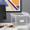 image:imageSTAPLES Hanging File Folder Box Storage Bin Organizer Snap Lid Letter amp Legal Size Documents Frost GrayClear