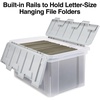 image:imageSTAPLES Hanging File Folder Box Storage Bin Organizer Snap Lid Letter amp Legal Size Documents Frost GrayClear