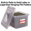 image:imageSTAPLES Hanging File Folder Box Storage Bin Organizer Snap Lid Letter amp Legal Size Documents Frost GrayGray