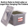 image:imageSTAPLES Hanging File Folder Box Storage Bin Organizer Snap Lid Letter amp Legal Size Documents Frost GrayGray