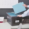 image:imageSTAPLES Hanging File Folder Box Storage Bin Organizer Snap Lid Letter amp Legal Size Documents Frost GrayGray