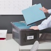 image:imageSTAPLES Hanging File Folder Box Storage Bin Organizer Snap Lid Letter amp Legal Size Documents Frost GrayGray