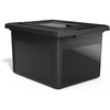 image:imageSTAPLES Hanging File Folder Box Storage Bin Organizer Snap Lid Letter amp Legal Size Documents Frost GrayBlack