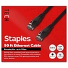 image:imageSTAPLES TECH Cat6 Ethernet Cable  50 ft RJ45 MaletoMale Network Patch Cable Black 10Pack