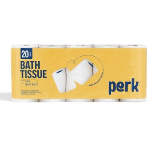 image:imagePerk 1Ply Toilet Paper Septic Safe Tissue Rolls 1000Sheets Per Roll 20Pack White