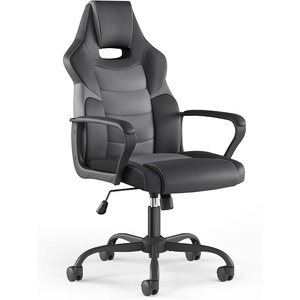 image:imageSTAPLES Emerge Vector Luxura Faux Leather Gaming Chair Black amp Gray