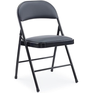 image:imageSTAPLES Folding amp Stacking Chair Faux Leather Black 8Pack
