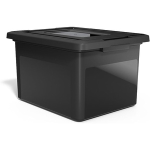image:imageSTAPLES Hanging File Folder Box Storage Bin Organizer Snap Lid Letter amp Legal Size Documents Frost GrayBlack