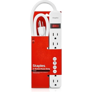 image:imageStaples TECH 6Outlet Power Strip  3 ft Extension Cord for Home Office amp Dorm Room Use White 3Pack1 Pack