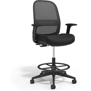 image:imageWorkplace 20 Drafting Stool Mesh Ergonomic Lumbar Support Adjustable Height BlackFabric
