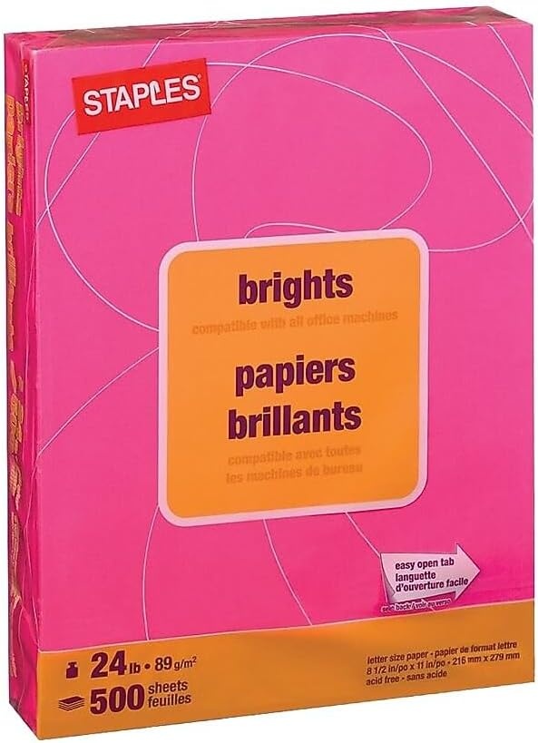 image:imageStaples Brights 24 Lb Colored Paper Green 500Ream For Everyday Use at Home or OfficeFuchsia
