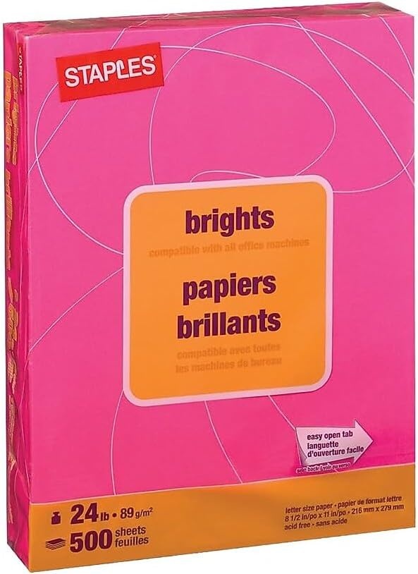 image:imageStaples Brights 24 Lb Colored Paper Green 500Ream For Everyday Use at Home or OfficeFuchsia