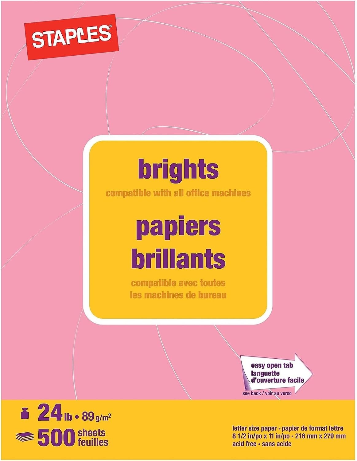 image:imageStaples Brights 24 Lb Colored Paper Green 500Ream For Everyday Use at Home or OfficePink