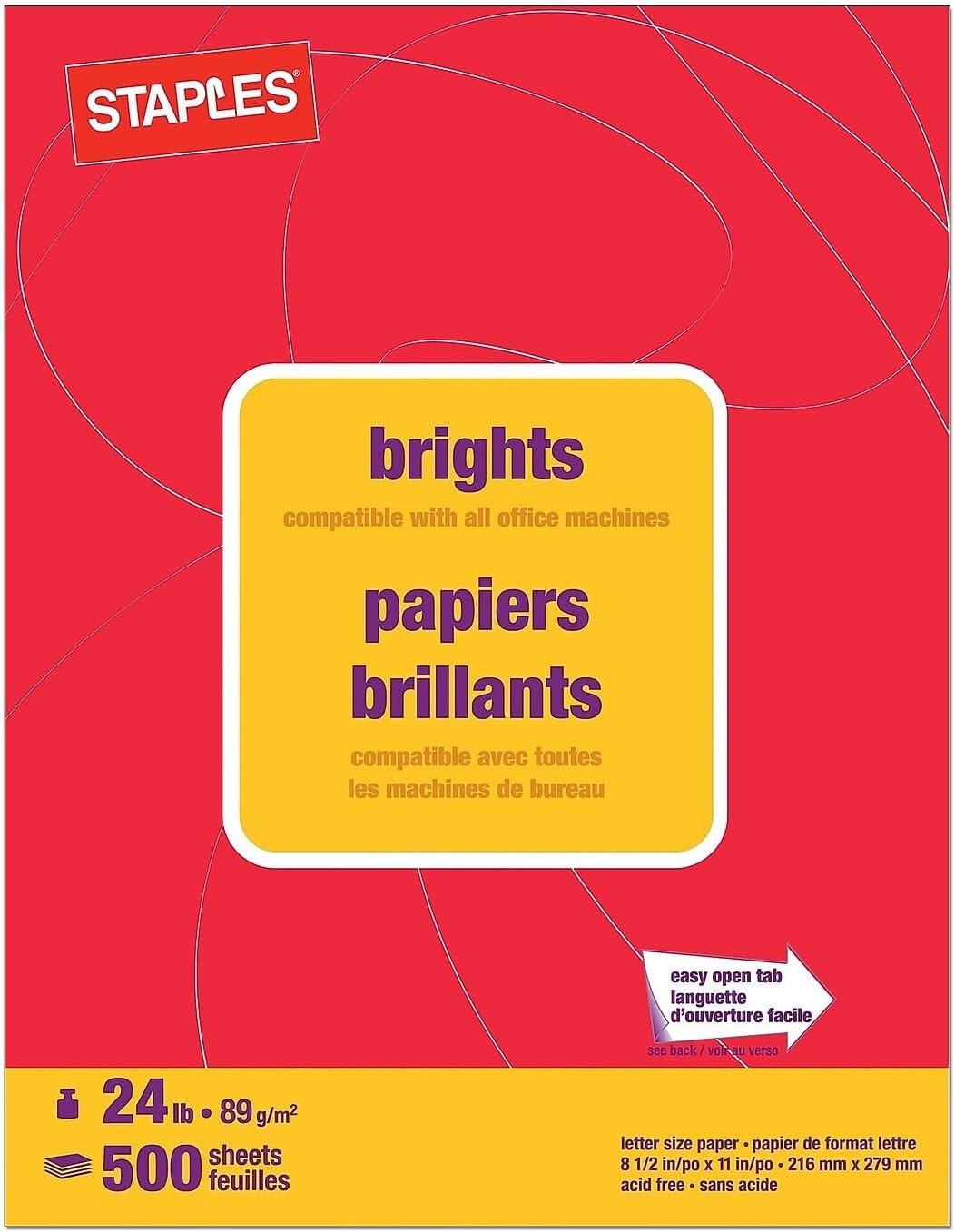 image:imageStaples Brights 24 Lb Colored Paper Green 500Ream For Everyday Use at Home or OfficeRed