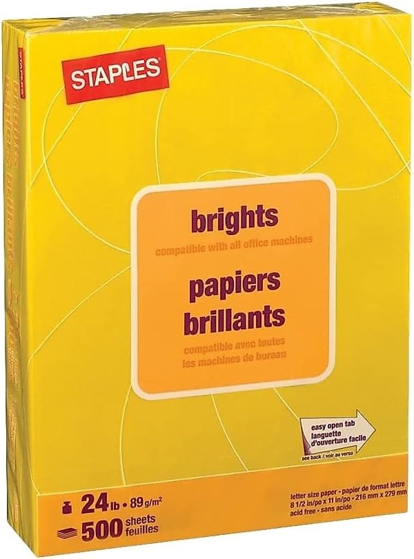 image:imageStaples Brights 24 Lb Colored Paper Green 500Ream For Everyday Use at Home or OfficeYellow