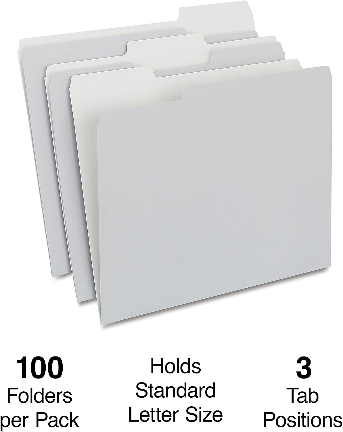 image:imageStaples File Folders Letter Size 13Cut Tabs Assorted Colors Durable 105Point Paper Stock 100PackGray