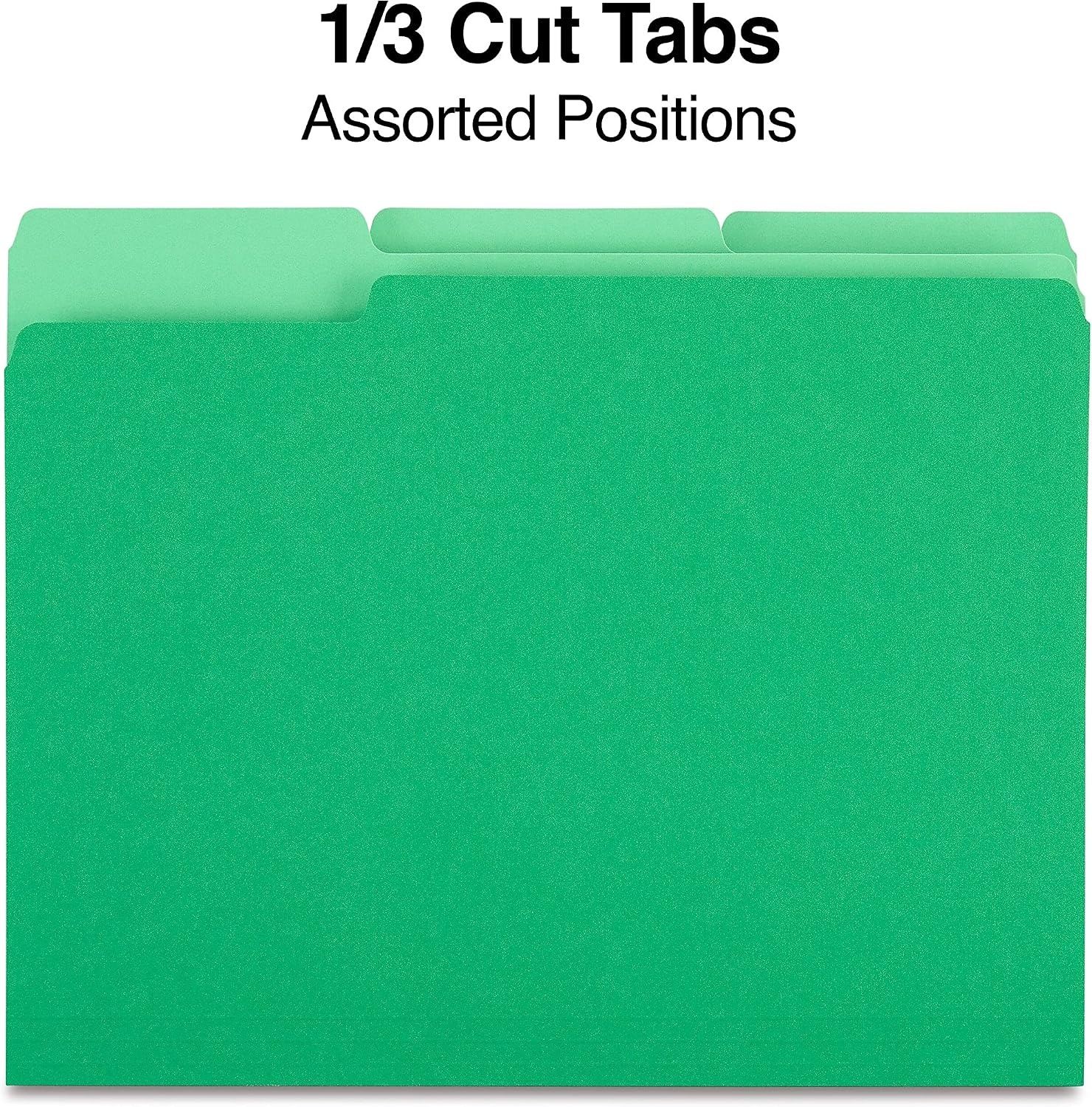 image:imageStaples File Folders Letter Size 13Cut Tabs Assorted Colors Durable 105Point Paper Stock 100PackGreen