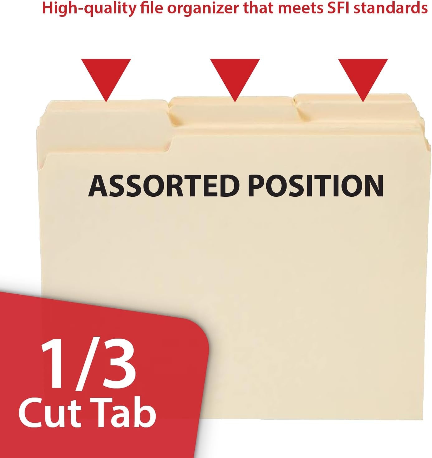 image:imageStaples File Folders Letter Size 13Cut Tabs Assorted Colors Durable 105Point Paper Stock 100PackManila