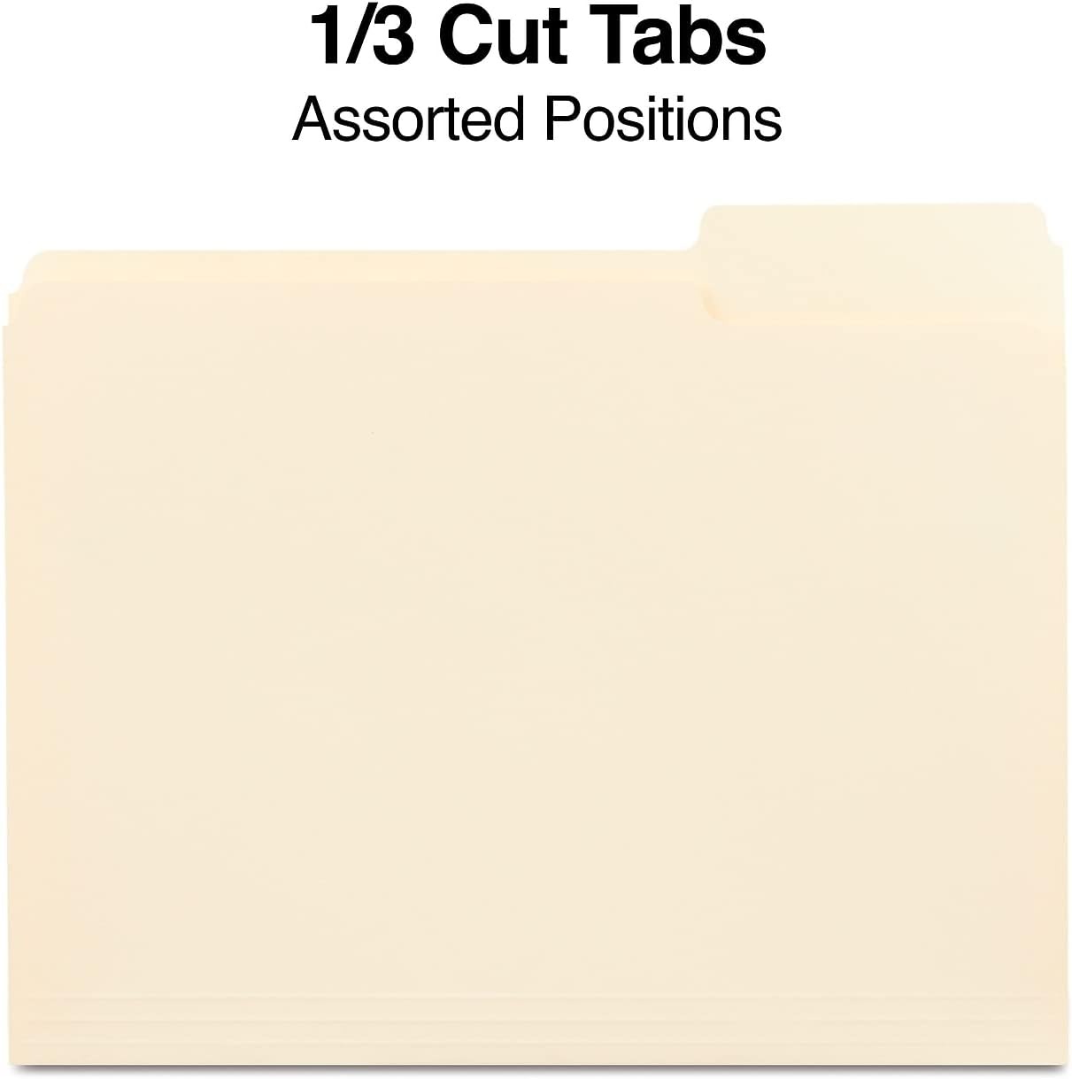 image:imageStaples File Folders Letter Size 13Cut Tabs Assorted Colors Durable 105Point Paper Stock 100PackManila