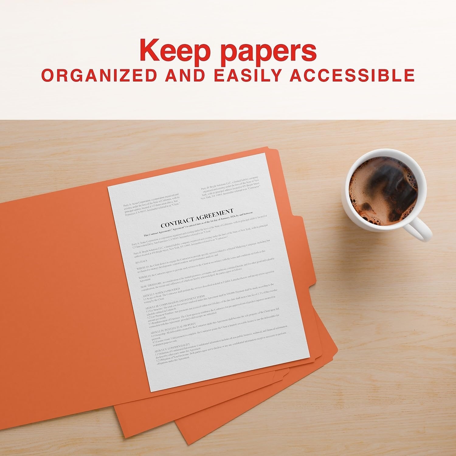image:imageStaples File Folders Letter Size 13Cut Tabs Assorted Colors Durable 105Point Paper Stock 100PackTangerine