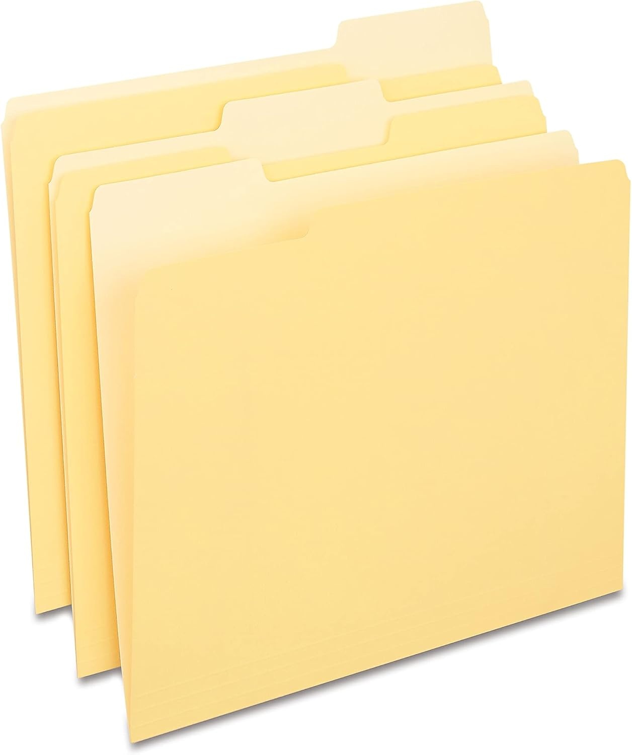 image:imageStaples File Folders Letter Size 13Cut Tabs Assorted Colors Durable 105Point Paper Stock 100PackYellow