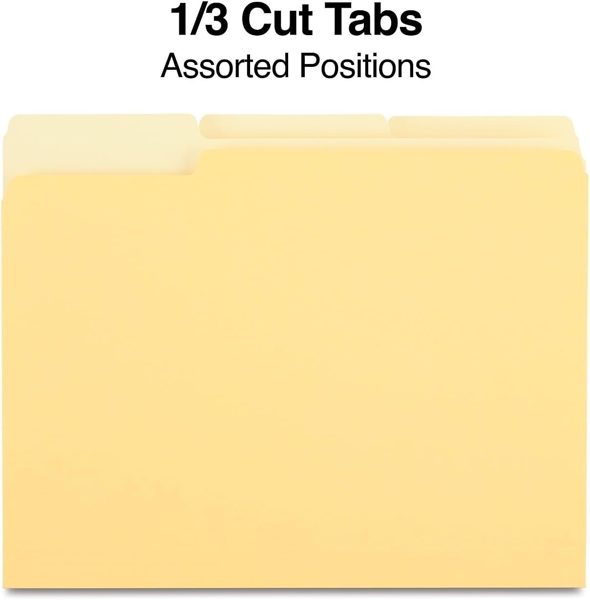 image:imageStaples File Folders Letter Size 13Cut Tabs Assorted Colors Durable 105Point Paper Stock 100PackYellow