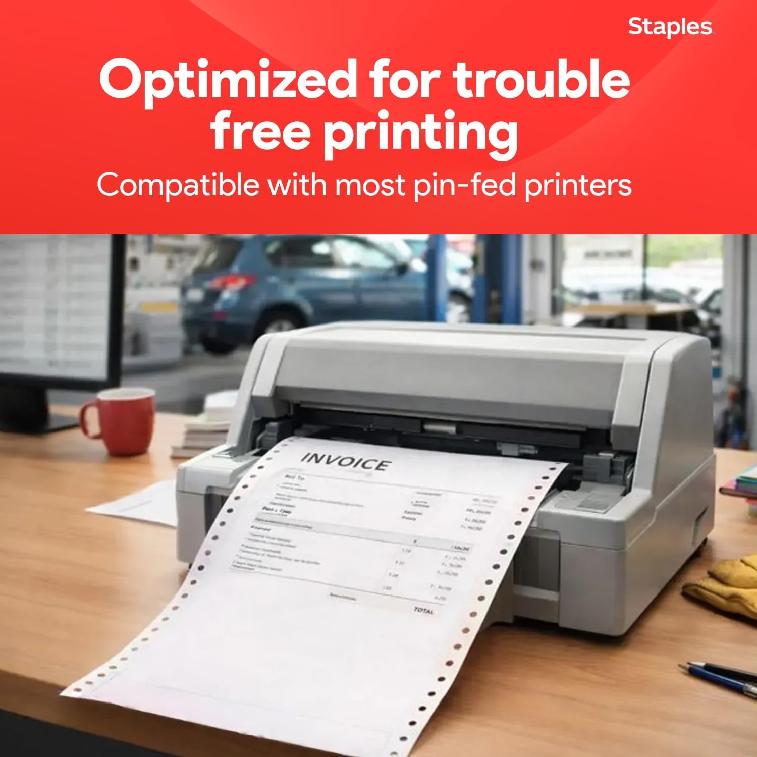 image:imageStaples MultiPart Colored Computer Paper 9 12 x 11 3Part Carbonless 1100 Sheets