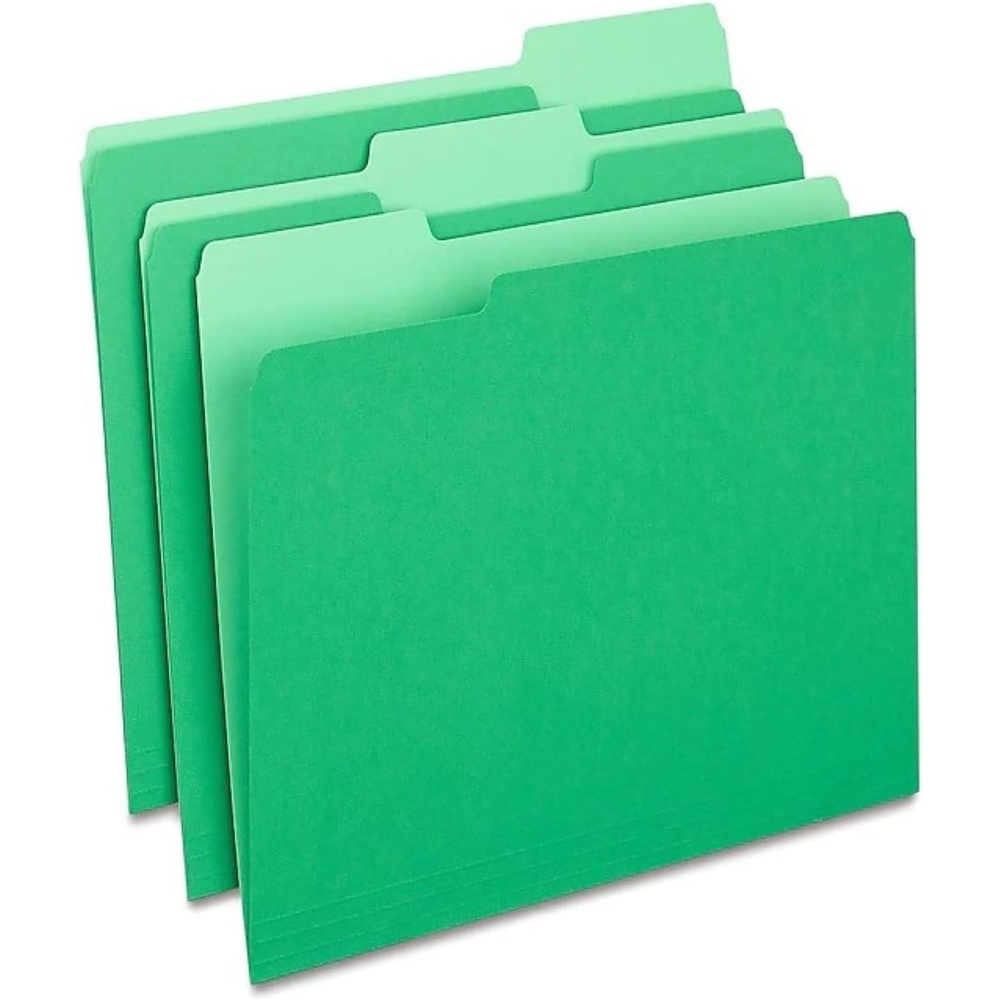 image:imageStaples File Folders Letter Size 13Cut Tabs Assorted Colors Durable 105Point Paper Stock 100PackGreen