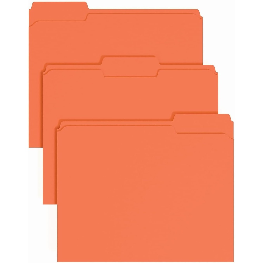 image:imageStaples File Folders Letter Size 13Cut Tabs Assorted Colors Durable 105Point Paper Stock 100PackTangerine