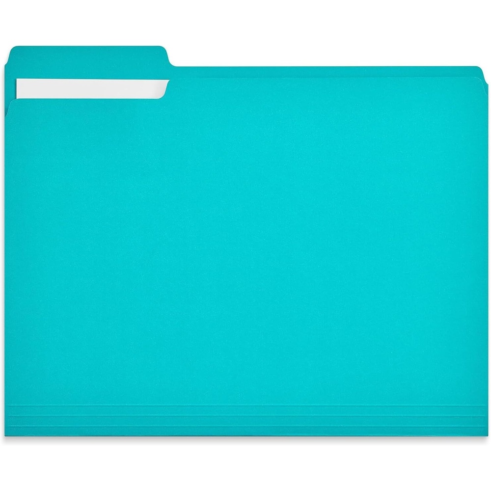 image:imageStaples File Folders Letter Size 13Cut Tabs Assorted Colors Durable 105Point Paper Stock 100PackTeal