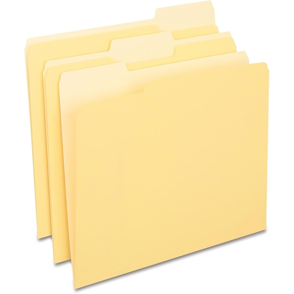 image:imageStaples File Folders Letter Size 13Cut Tabs Assorted Colors Durable 105Point Paper Stock 100PackYellow